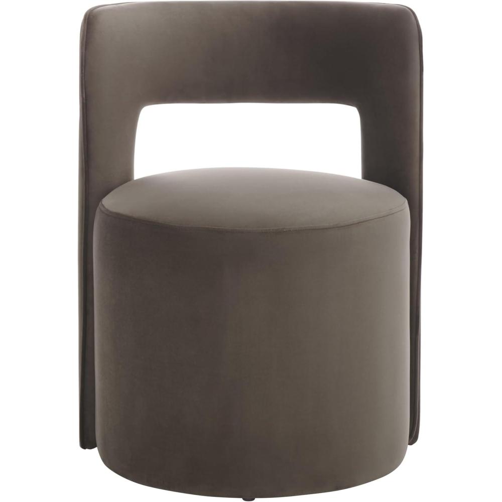 image:imageSAFAVIEH Home Collection JoJo Beige Faux Shearling Round Seat Upholstered Accent Chair Fully AssembledChocolate