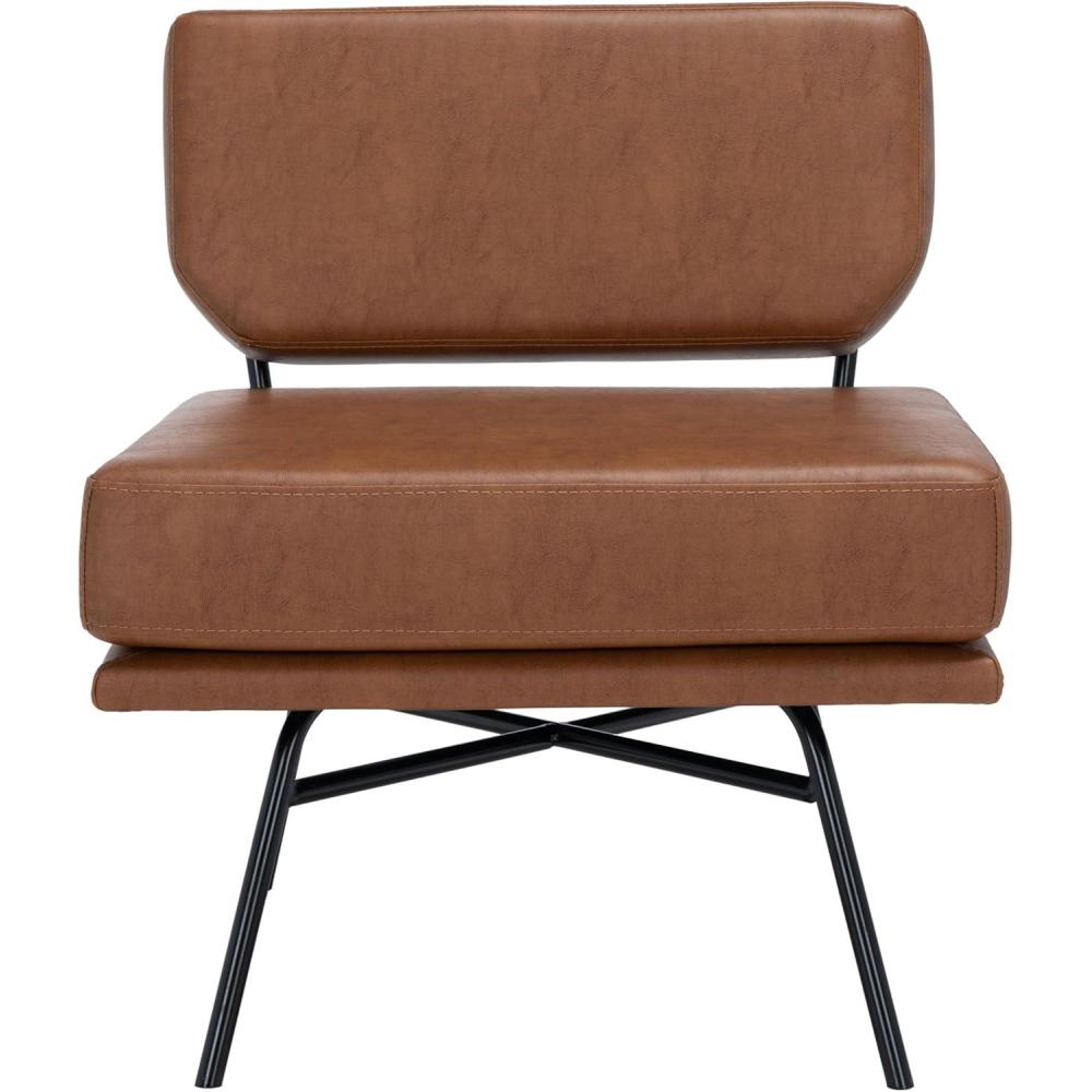 image:imageSAFAVIEH Home Collection Kermit Modern Malachite Green VelvetMatte Black Living Room Dining Room Bedroom Office Foyer Accent ChairCognac Matte Black