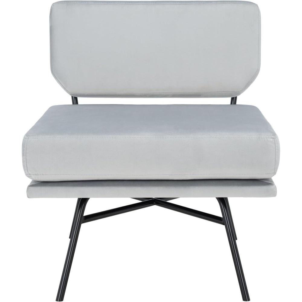 image:imageSAFAVIEH Home Collection Kermit Modern Malachite Green VelvetMatte Black Living Room Dining Room Bedroom Office Foyer Accent ChairGrey VelvetMatte Black