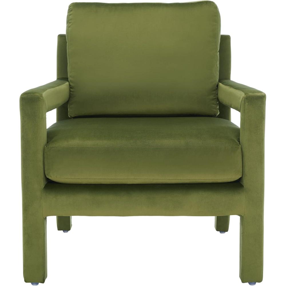 image:imageSAFAVIEH Home Collection Kye MidCentury Modern Olive Green Velvet Accent Chair Fully AssembledOlive Green