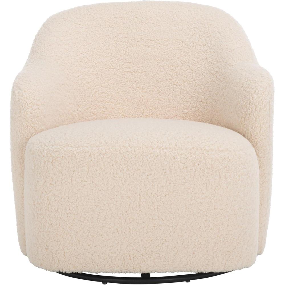 image:imageSAFAVIEH Home Collection Theoden OffWhite Faux Shearling Swivel Accent Chair Fully Assembled