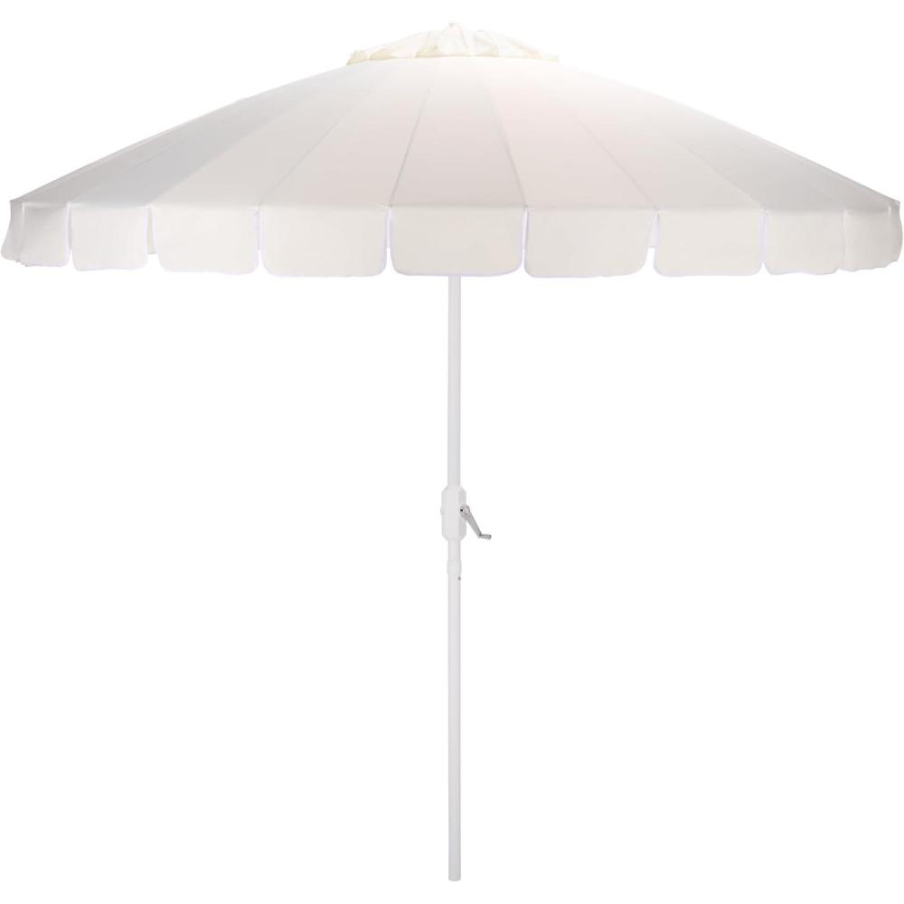 image:imageSAFAVIEH Outdoor Patio Furniture Collection  Panza 9 Ft Crank Patio Umbrella Ivory amp White Pole Market Umbrella with Crank Lift PAT8026AIvoryWhite