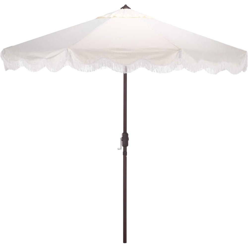 image:imageSAFAVIEH Outdoor Patio Furniture Collection Torsa 9 Ft Green amp Brown Crank Umbrella MarketStyle Patio Umbrella with Metal Pole Classic Outdoor Shade Accent PAT8014HIvory