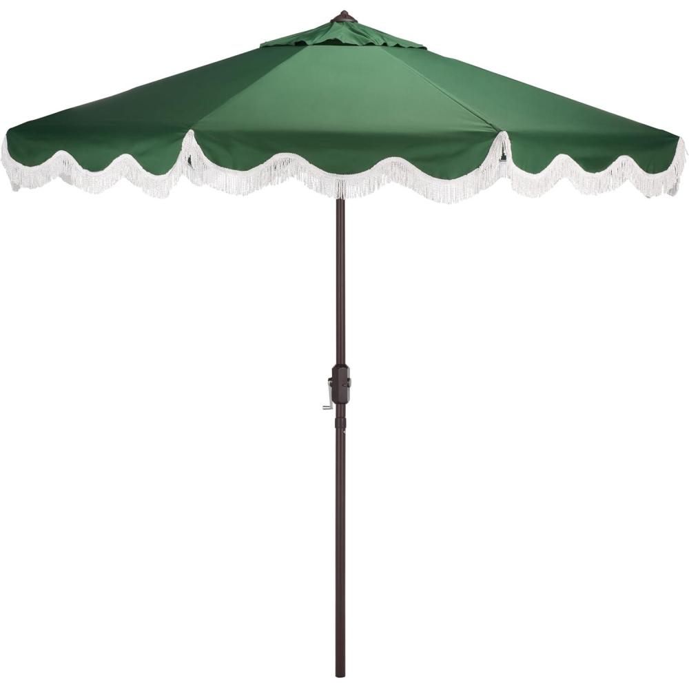 image:imageSAFAVIEH Outdoor Patio Furniture Collection Torsa 9 Ft Green amp Brown Crank Umbrella MarketStyle Patio Umbrella with Metal Pole Classic Outdoor Shade Accent PAT8014HHunter Green