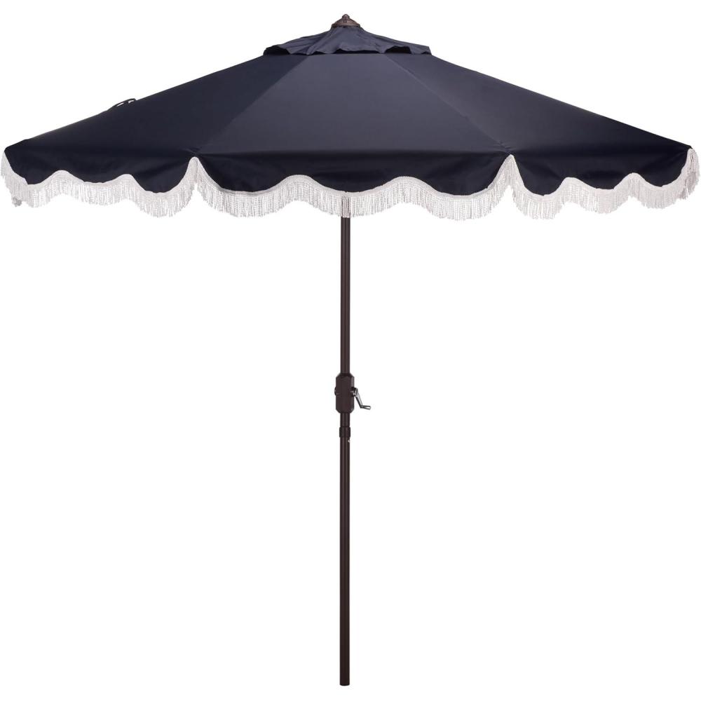 image:imageSAFAVIEH Outdoor Patio Furniture Collection Torsa 9 Ft Green amp Brown Crank Umbrella MarketStyle Patio Umbrella with Metal Pole Classic Outdoor Shade Accent PAT8014HNavy