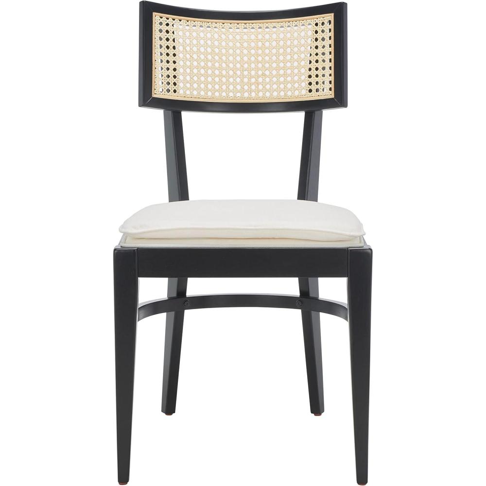 image:imageSafavieh Home Collection Galway Coastal WhiteNatural Cane Seat Cushion Dining ChairBlackNatural