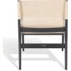 SAFAVIEH Couture Collection Culkin Black Solid Wood/White Genuine Leather Sling Chair (Fully Assembled)(Black/White)