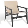 SAFAVIEH Couture Collection Culkin Black Solid Wood/White Genuine Leather Sling Chair (Fully Assembled)(Black/White)