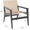 SAFAVIEH Couture Collection Culkin Black Solid Wood/White Genuine Leather Sling Chair (Fully Assembled)(Black/White)