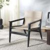 SAFAVIEH Couture Collection Culkin Black Solid Wood/White Genuine Leather Sling Chair (Fully Assembled)(Black/White)