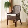 SAFAVIEH Furniture – Alina Dining Chair – Light Natural Rattan & White Cushion – Woven Armchair Design – Ideal for Dining Room, Kitchen, 18.3″ Seat Height (DCH6511A)(Brown/White)