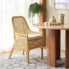 SAFAVIEH Furniture – Alina Dining Chair – Light Natural Rattan & White Cushion – Woven Armchair Design – Ideal for Dining Room, Kitchen, 18.3″ Seat Height (DCH6511A)(Light Natural/White)