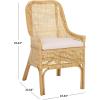 SAFAVIEH Furniture – Alina Dining Chair – Light Natural Rattan & White Cushion – Woven Armchair Design – Ideal for Dining Room, Kitchen, 18.3″ Seat Height (DCH6511A)(Light Natural/White)
