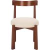 SAFAVIEH Furniture – Anselm Dining Chair Set of 2 – White & Light Blonde Solid Wood – Modern Upholstered Chair – Fully Assembled – Ideal for Dining Room, Kitchen, 19″ Seat Height (DCH8810C-SET2)(White/Walnut)