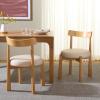 SAFAVIEH Furniture – Anselm Dining Chair Set of 2 – White & Light Blonde Solid Wood – Modern Upholstered Chair – Fully Assembled – Ideal for Dining Room, Kitchen, 19″ Seat Height (DCH8810C-SET2)(White/Light Blonde)