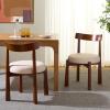 SAFAVIEH Furniture – Anselm Dining Chair Set of 2 – White & Light Blonde Solid Wood – Modern Upholstered Chair – Fully Assembled – Ideal for Dining Room, Kitchen, 19″ Seat Height (DCH8810C-SET2)(White/Walnut)