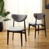 SAFAVIEH Furniture – Botan Dining Chair Set of 2 – Black Solid Wood & Grey Upholstered Seat – Modern Curved Back – Ideal for Dining Room, Kitchen, 18″ Seat Height (DCH3601A-SET2)(Black/Grey)