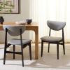 SAFAVIEH Furniture – Botan Dining Chair Set of 2 – Black Solid Wood & Grey Upholstered Seat – Modern Curved Back – Ideal for Dining Room, Kitchen, 18″ Seat Height (DCH3601A-SET2)(Black/Grey)