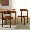 SAFAVIEH Furniture – Calixto Dining Chair Set of 2 – Black Solid Wood – Round Seat Modern Chair – Fully Assembled – Ideal for Dining Room, Kitchen, 19″ Seat Height (DCH8809B-SET2)(Walnut)