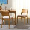 SAFAVIEH Furniture – Kata Dining Chair Set of 2 – Natural Solid Wood & Cream Upholstered Seat – Curved Back Design – Ideal for Dining Room, Kitchen, 18″ Seat Height (DCH3602A-SET2)(Natural/Cream)