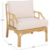 SAFAVIEH Furniture – Kazumi Accent Chair – Coastal Design White Cushion & Natural Rattan – Fully Assembled – Ideal for Living Room, Bedroom, Dining Space, 19.7″ Seat Height (ACH6508B)(White/Natural)