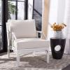 SAFAVIEH Furniture – Kazumi Accent Chair – Coastal Design White Cushion & Natural Rattan – Fully Assembled – Ideal for Living Room, Bedroom, Dining Space, 19.7″ Seat Height (ACH6508B)(White)