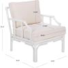 SAFAVIEH Furniture – Kazumi Accent Chair – Coastal Design White Cushion & Natural Rattan – Fully Assembled – Ideal for Living Room, Bedroom, Dining Space, 19.7″ Seat Height (ACH6508B)(White)