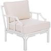 SAFAVIEH Furniture – Kazumi Accent Chair – Coastal Design White Cushion & Natural Rattan – Fully Assembled – Ideal for Living Room, Bedroom, Dining Space, 19.7″ Seat Height (ACH6508B)(White)