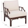 SAFAVIEH Furniture – Kazumi Accent Chair – Coastal Design White Cushion & Natural Rattan – Fully Assembled – Ideal for Living Room, Bedroom, Dining Space, 19.7″ Seat Height (ACH6508B)(White/Chocolate Brown)