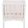 SAFAVIEH Furniture – Kazumi Accent Chair – Coastal Design White Cushion & Natural Rattan – Fully Assembled – Ideal for Living Room, Bedroom, Dining Space, 19.7″ Seat Height (ACH6508B)(White)