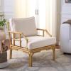SAFAVIEH Furniture – Kazumi Accent Chair – Coastal Design White Cushion & Natural Rattan – Fully Assembled – Ideal for Living Room, Bedroom, Dining Space, 19.7″ Seat Height (ACH6508B)(White/Natural)