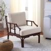 SAFAVIEH Furniture – Kazumi Accent Chair – Coastal Design White Cushion & Natural Rattan – Fully Assembled – Ideal for Living Room, Bedroom, Dining Space, 19.7″ Seat Height (ACH6508B)(White/Chocolate Brown)