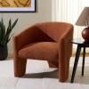 SAFAVIEH Furniture – Lahela Barrel Back Accent Chair – Black Upholstered Fabric – Fully Assembled – Ideal for Living Room, Bedroom, Dining Space, 18.3″ Seat Height (ACH3402B)(Terracotta)