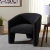 SAFAVIEH Furniture – Lahela Barrel Back Accent Chair – Black Upholstered Fabric – Fully Assembled – Ideal for Living Room, Bedroom, Dining Space, 18.3″ Seat Height (ACH3402B)(Black)