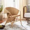 SAFAVIEH Home Collection – Alyona Natural Rattan Arm Chair, Sculptural Design, Tropical Coastal Accent Seating, Fully Assembled (ACH6700A)(Natural)