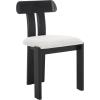 SAFAVIEH Home Collection – Cayde Mid-Century Modern Black Solid Wood Upholstered Dining Chair with Cream Boucle Seat (DCH8806E)(Black W/ White/Black)