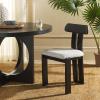 SAFAVIEH Home Collection – Cayde Mid-Century Modern Black Solid Wood Upholstered Dining Chair with Cream Boucle Seat (DCH8806E)(Black W/ White/Black)