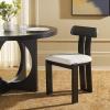 SAFAVIEH Home Collection – Cayde Mid-Century Modern Black Solid Wood Upholstered Dining Chair with Cream Boucle Seat (DCH8806E)(Cream/Black)