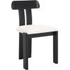 SAFAVIEH Home Collection – Cayde Mid-Century Modern Black Solid Wood Upholstered Dining Chair with Cream Boucle Seat (DCH8806E)(Cream/Black)