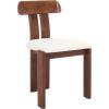 SAFAVIEH Home Collection – Cayde Mid-Century Modern Black Solid Wood Upholstered Dining Chair with Cream Boucle Seat (DCH8806E)(Cream/Walnut)