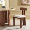 SAFAVIEH Home Collection – Cayde Mid-Century Modern Black Solid Wood Upholstered Dining Chair with Cream Boucle Seat (DCH8806E)(Cream/Walnut)