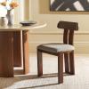 SAFAVIEH Home Collection – Cayde Mid-Century Modern Black Solid Wood Upholstered Dining Chair with Cream Boucle Seat (DCH8806E)(Grey/Walnut)