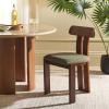 SAFAVIEH Home Collection – Cayde Mid-Century Modern Black Solid Wood Upholstered Dining Chair with Cream Boucle Seat (DCH8806E)(Sage/Walnut)