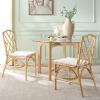 SAFAVIEH Home Collection – Chadale Rattan Dining Chair Set of 2, Natural & Cream Upholstered Seat, Coastal Boho Accent Chairs, Fully Assembled (SEA8037A)(Natural/Cream)