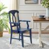 SAFAVIEH Home Collection – Hannelore Solid Wood Dining Arm Chair, Dark Oak Finish, Classic Transitional Seating Design (DCH6907A)(Dark Blue)