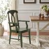 SAFAVIEH Home Collection – Hannelore Solid Wood Dining Arm Chair, Dark Oak Finish, Classic Transitional Seating Design (DCH6907A)(Dark Green)