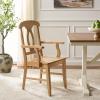 SAFAVIEH Home Collection – Hannelore Solid Wood Dining Arm Chair, Dark Oak Finish, Classic Transitional Seating Design (DCH6907A)(Light Oak)