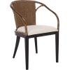 SAFAVIEH Home Collection – Kumi Brown Rattan Arm Chair with Ivory Seat Cushion, Coastal Modern Accent Seating, Fully Assembled (ACH4902A)(Brown/Ivory)