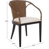 SAFAVIEH Home Collection – Kumi Brown Rattan Arm Chair with Ivory Seat Cushion, Coastal Modern Accent Seating, Fully Assembled (ACH4902A)(Brown/Ivory)