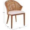 SAFAVIEH Home Collection – Mura Brown Rattan Accent Chair with Ivory Seat Cushion, Coastal Modern Seating, Fully Assembled (ACH4903A)(Honey/Ivory)
